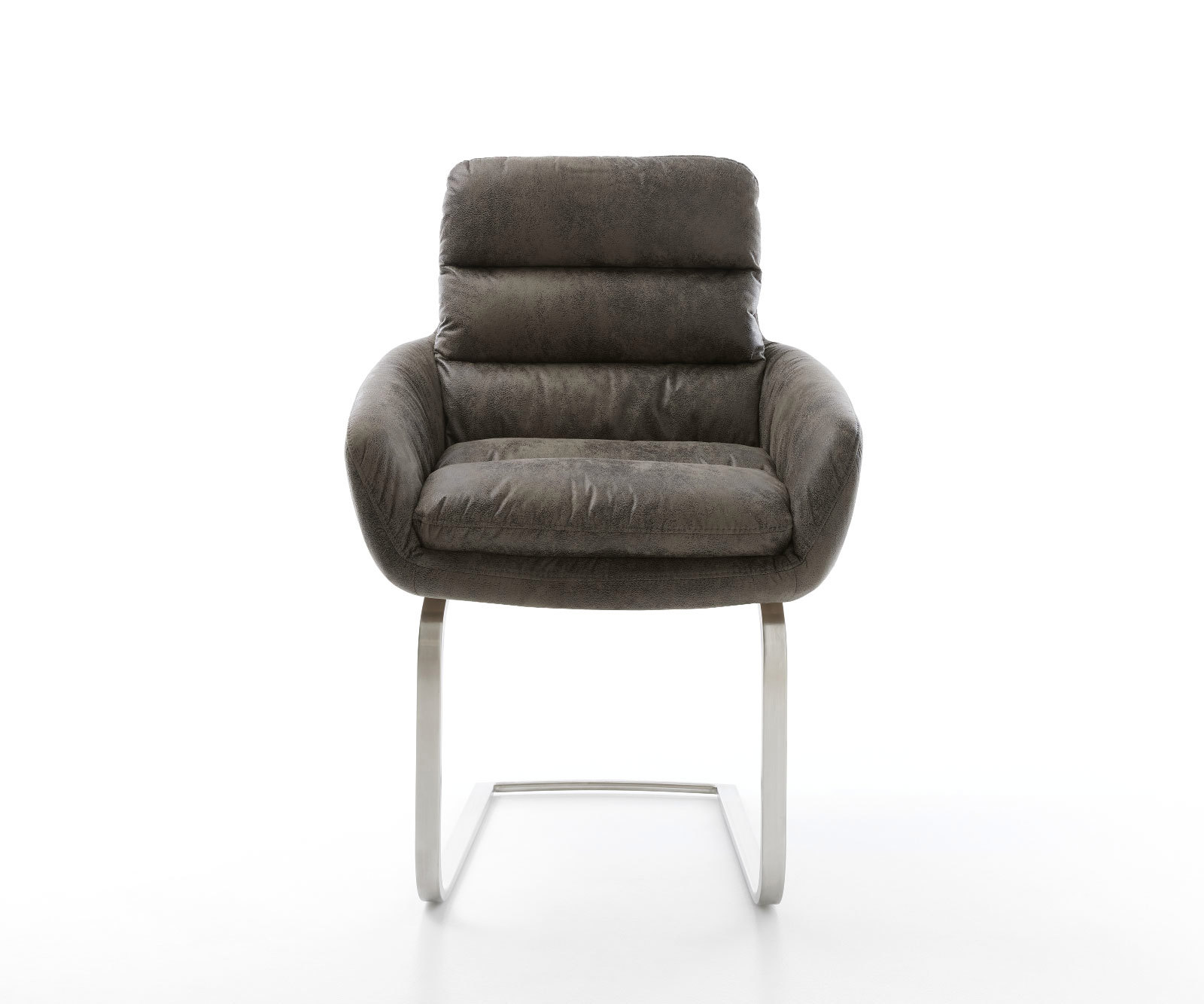 Jedálenská stolička Abelia-Flex s opierkami mikrovlákno sivá vintage jedálenská stolička plochá nerezová oceľ - Image 2