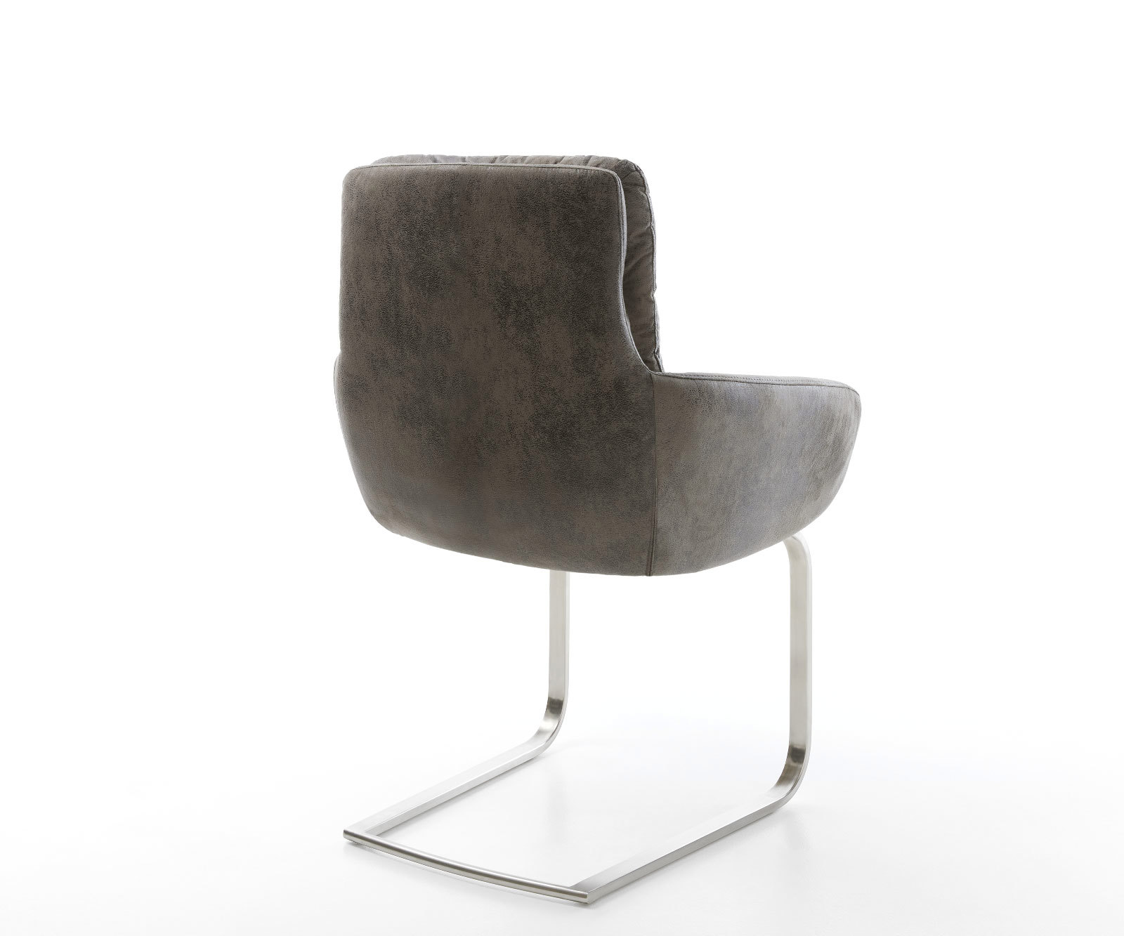 Jedálenská stolička Abelia-Flex s opierkami mikrovlákno sivá vintage jedálenská stolička plochá nerezová oceľ - Image 5