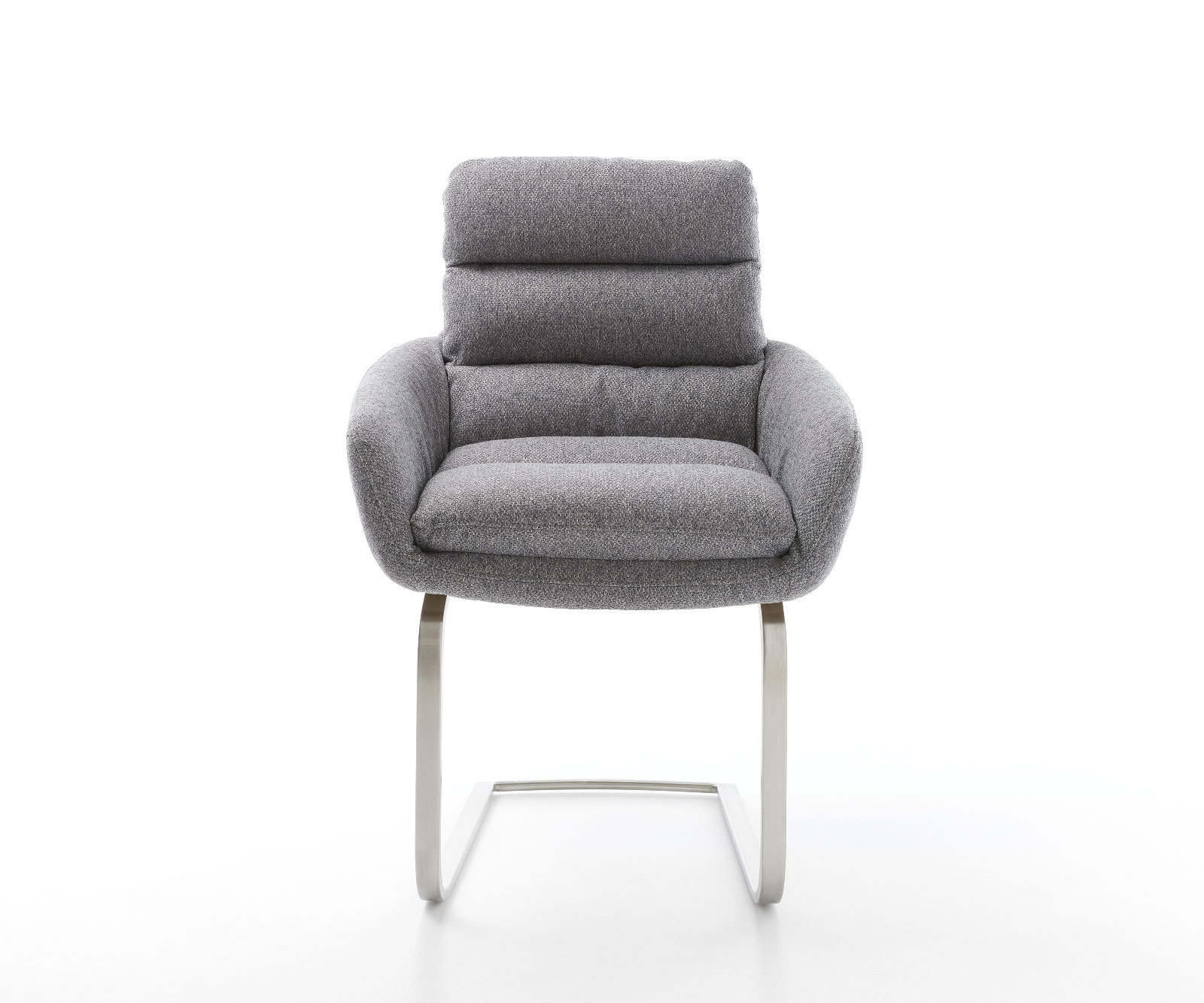 Jedálenská stolička Abelia-Flex s opierkami texturovaná látka svetlosivá jedálenská stolička plochá nerezová oceľ - Image 2