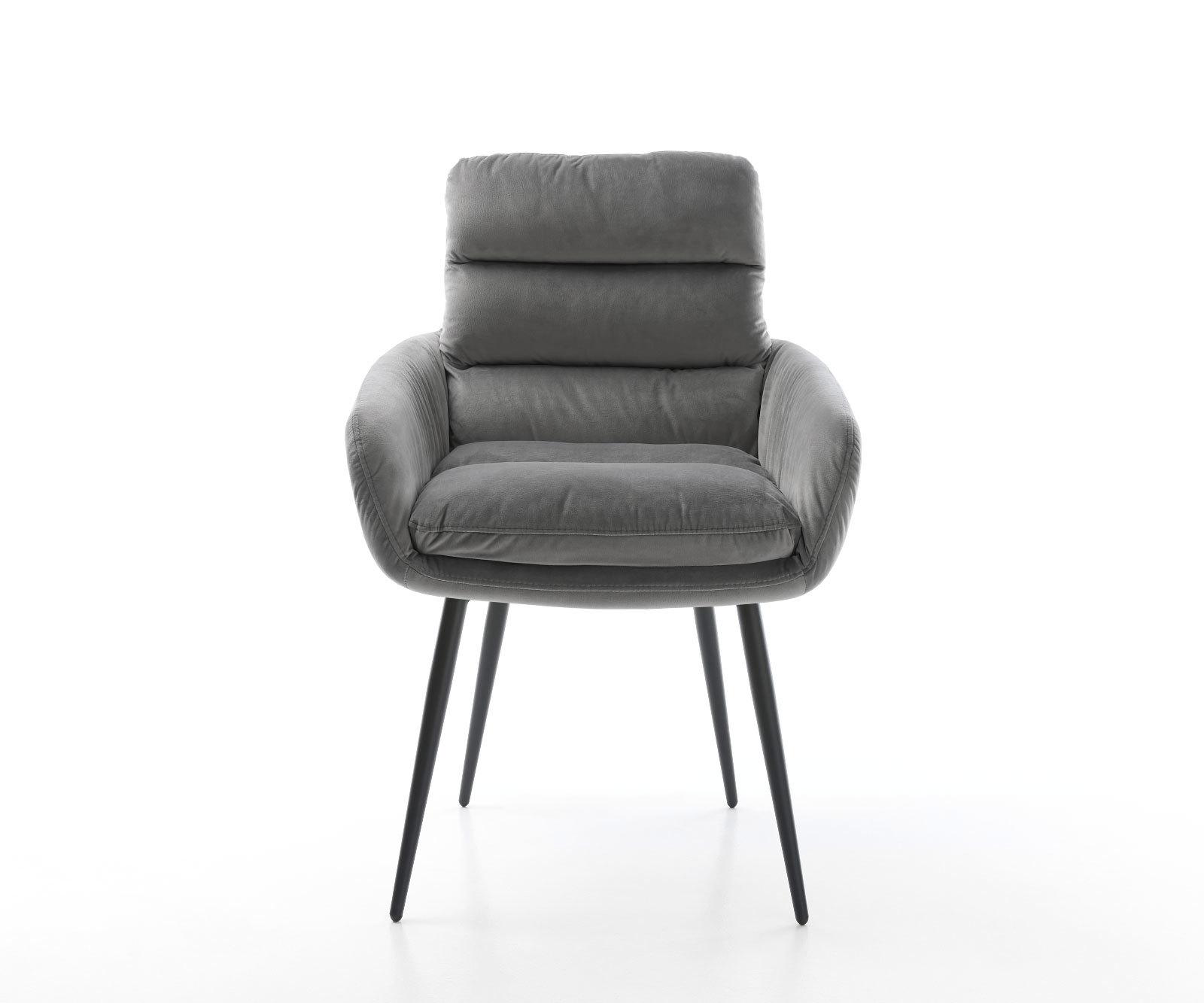 Jedálenská stolička Abelia-Flex s opierkami zamat sivá 4-nohá zúžená čierna - Image 2