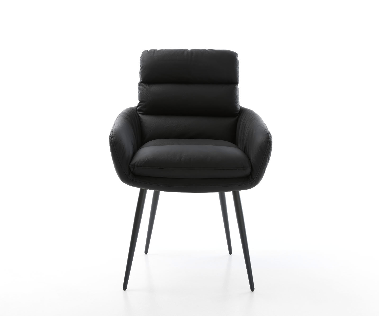 Jedálenská stolička Abelia-Flex s opierkami pravá koža čierna 4-nohá zúžená čierna - Image 2