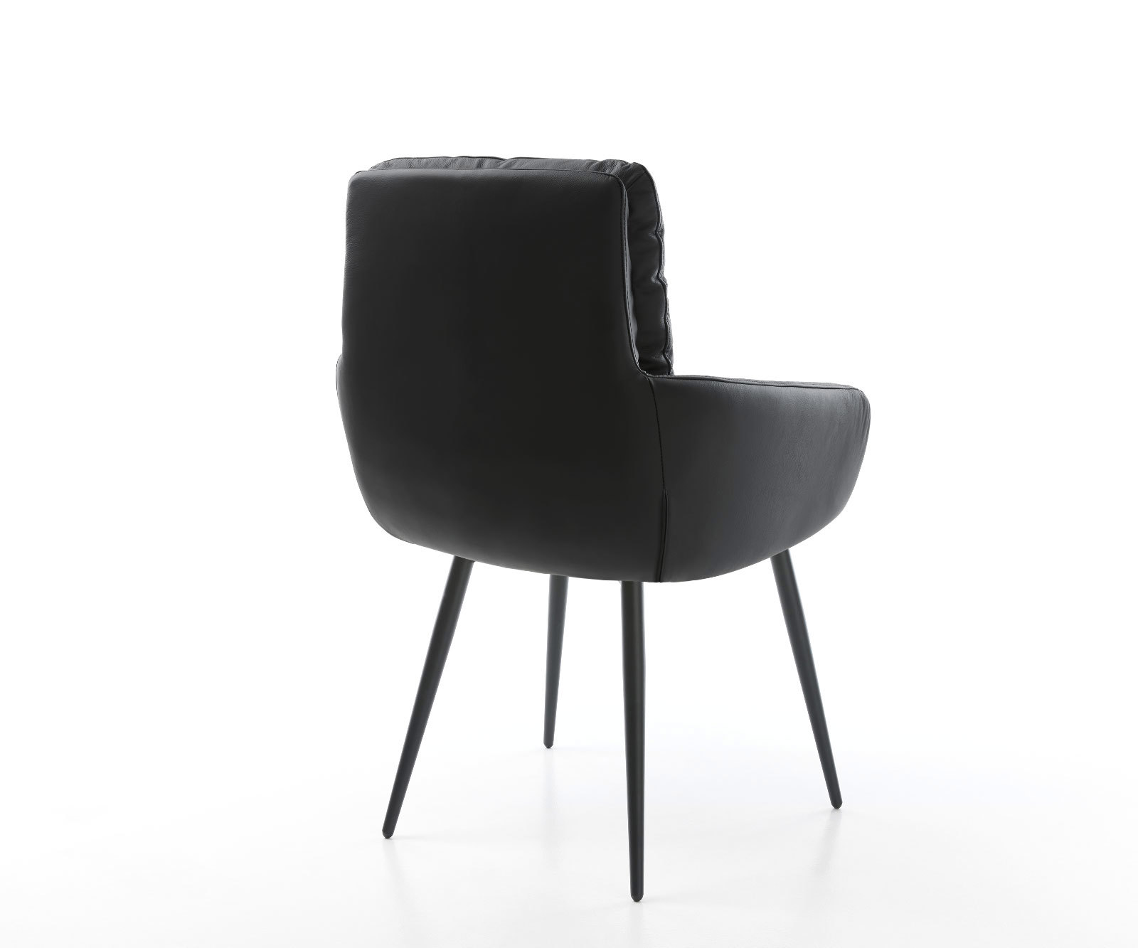 Jedálenská stolička Abelia-Flex s opierkami pravá koža čierna 4-nohá zúžená čierna - Image 5