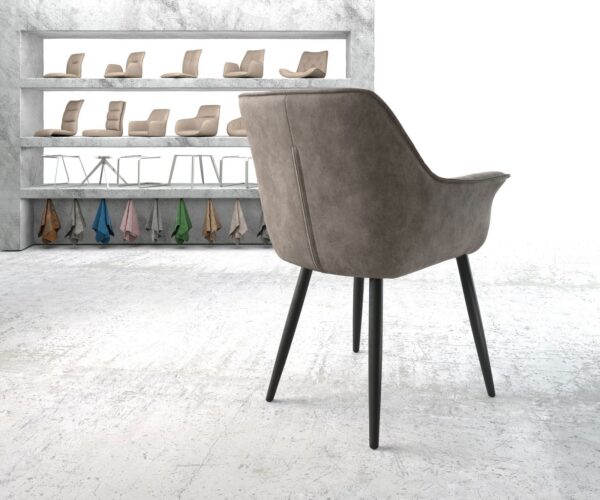 Jedálenská stolička Keila-Flex s podrúčkami taupe vintage kužeľovou základňou čierna - Image 4