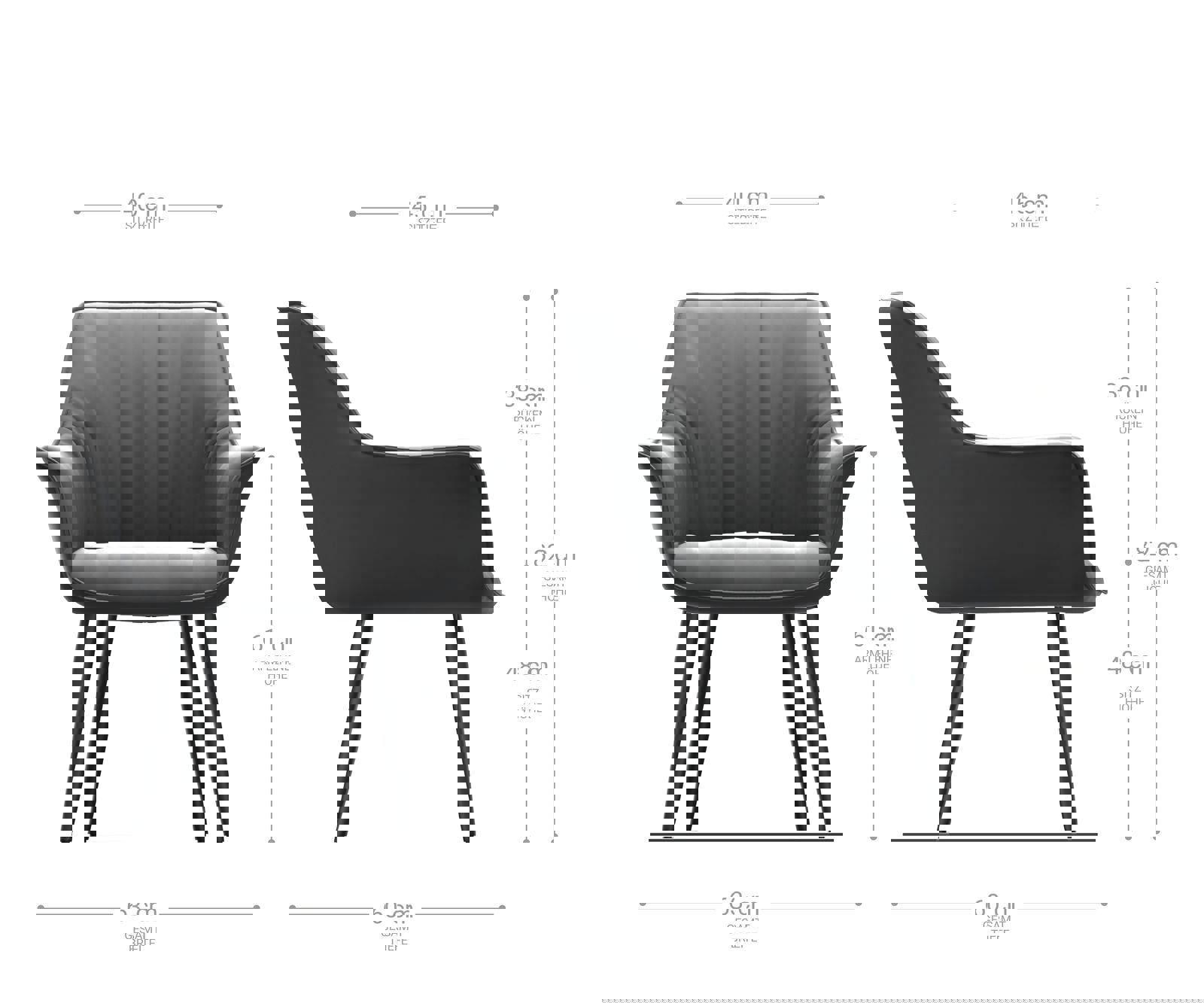 Jedálenská stolička Keila-Flex s opierkami pravá koža čierna 4-nohá zúžená čierna - Image 6