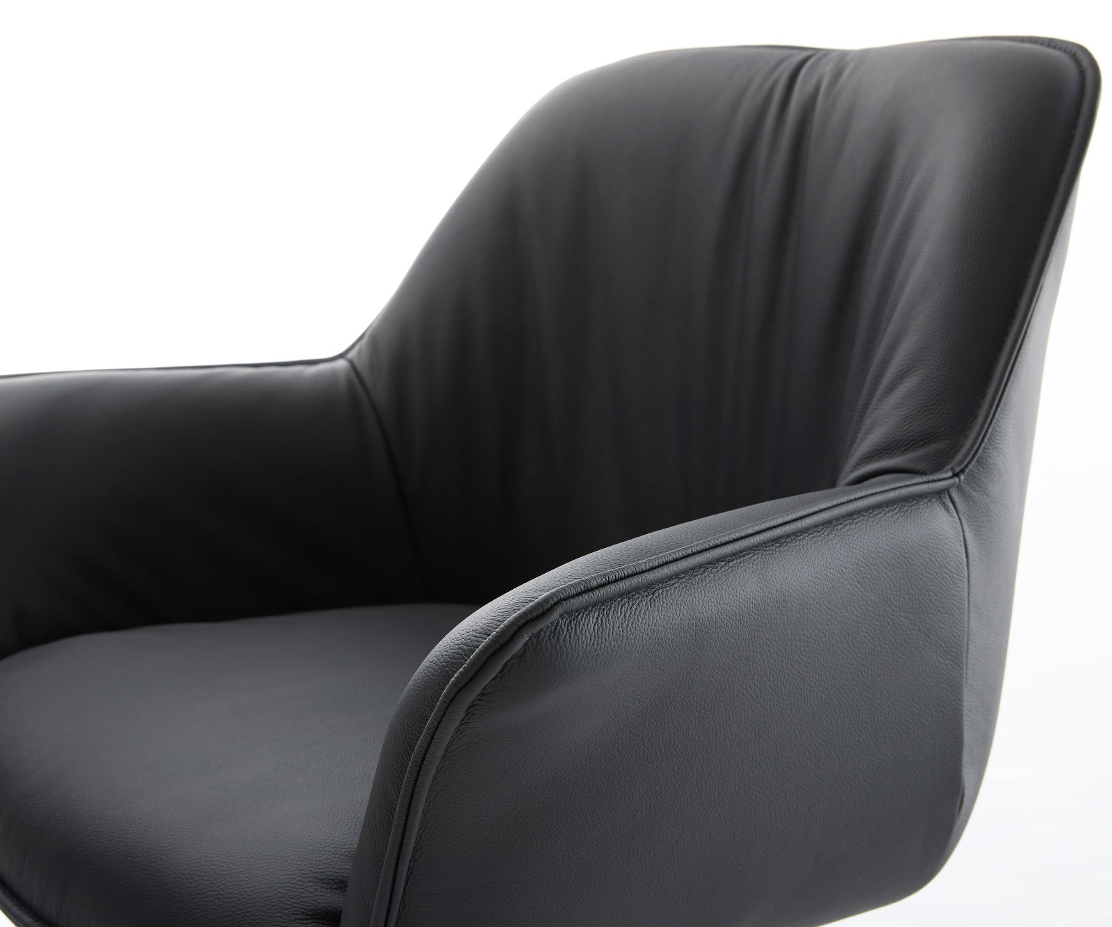 Jedálenská stolička Keila-Flex s opierkami pravá koža čierna 4-nohá zúžená čierna - Image 4