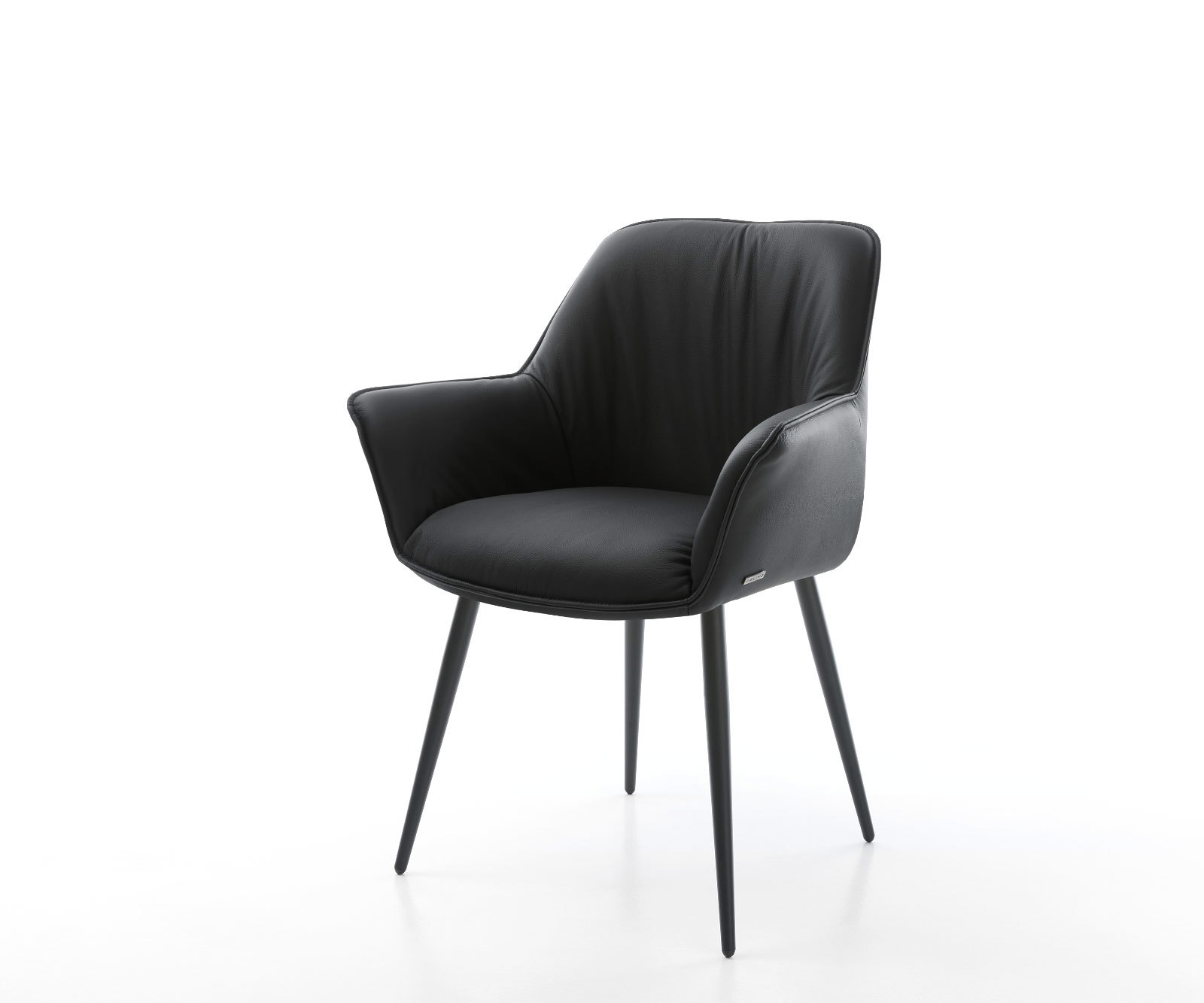 Jedálenská stolička Keila-Flex s opierkami pravá koža čierna 4-nohá zúžená čierna