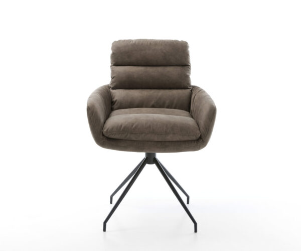 Jedálenská stolička Abelia-Flex s opierkami mikrovlákno taupe vintage krížová podstava zúžená čierna - Image 2