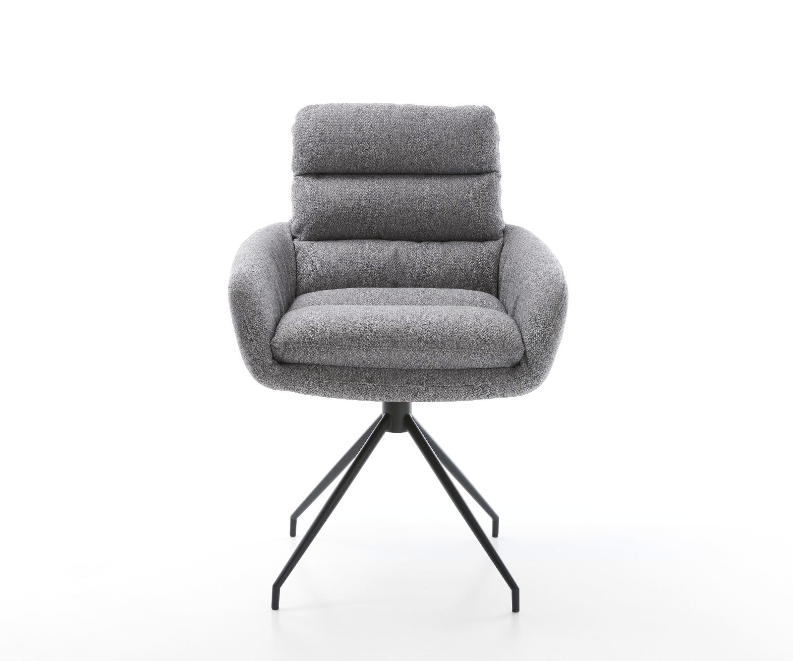 Jedálenská stolička Abelia-Flex s opierkami texturovaná látka svetlosivá krížová podstava zúžená čierna - Image 2