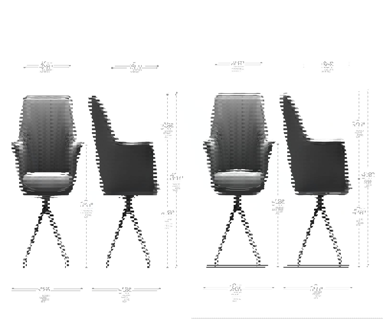 Jedálenská stolička Keila-Flex s opierkami pravá koža čierna krížová podstava zúžená nerezová oceľ - Image 6