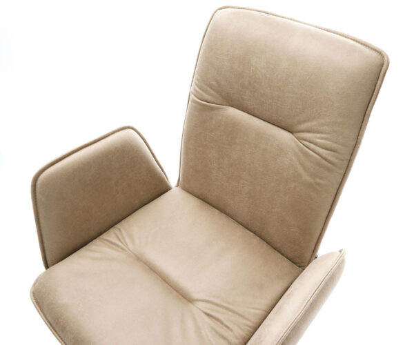 Otočná stolička Vinja-Flex béžová vintage mikrovlákno drevená základňa štvorcová - Image 4