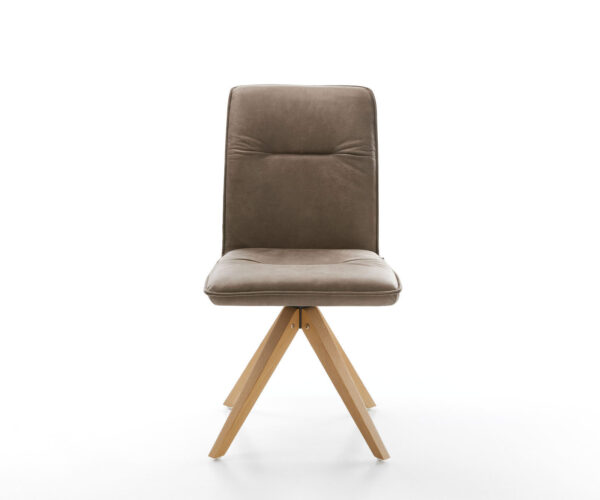 Otočná stolička Vinjo-Flex taupe vintage z mikrovlákna s drevenou základňou - Image 2