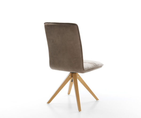 Otočná stolička Vinjo-Flex taupe vintage z mikrovlákna s drevenou základňou - Image 5