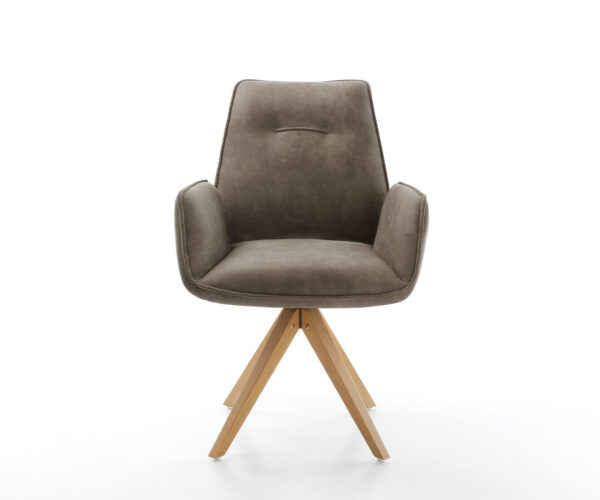 Jedálenská stolička Zoa-Flex mikrovlákno taupe vintage drevená podstava hranatá prírodná vrecková pružina - Image 2