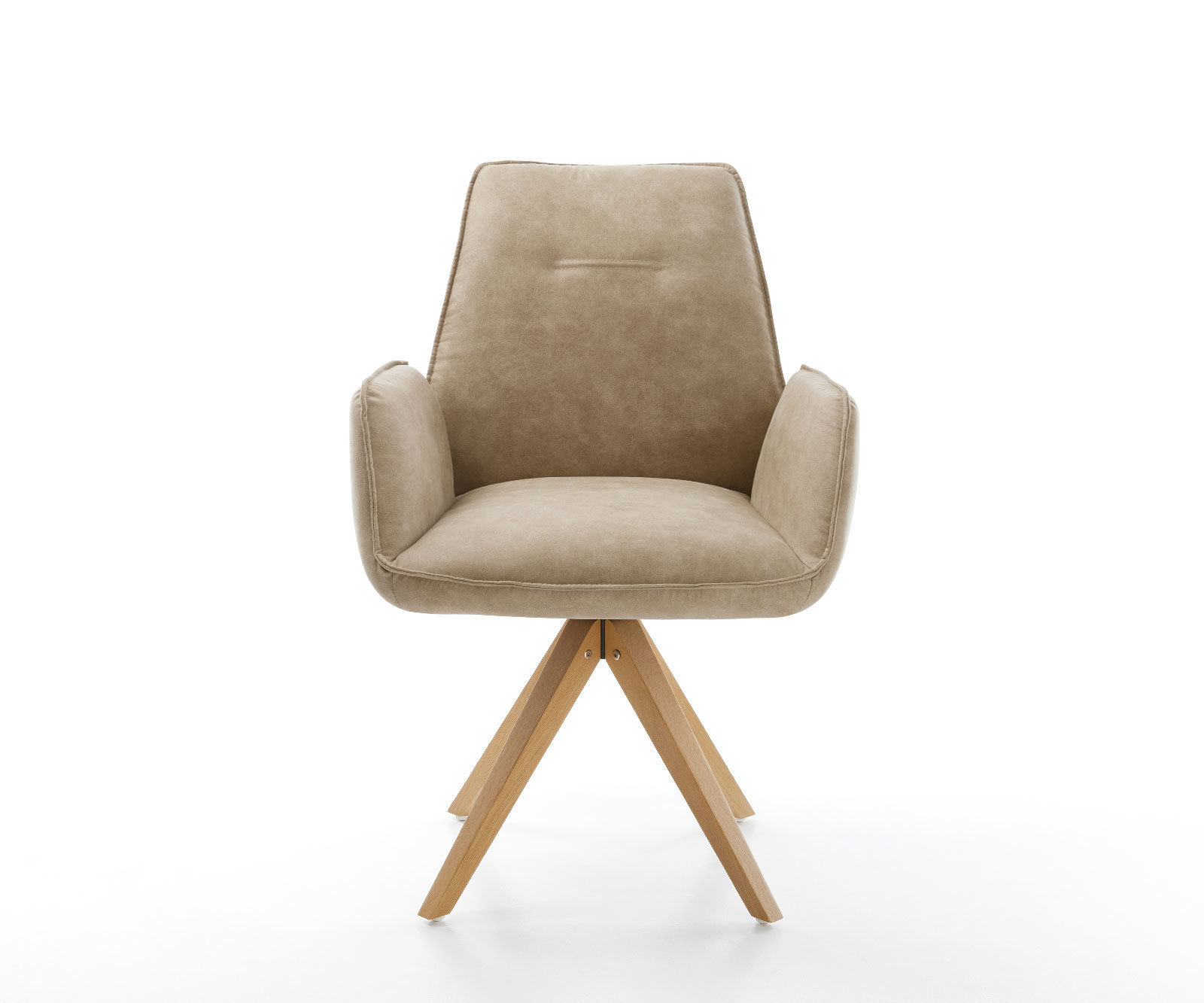 Jedálenská stolička Zoa-Flex mikrovlákno béžová vintage drevená podstava hranatá prírodná vrecková pružina - Image 2