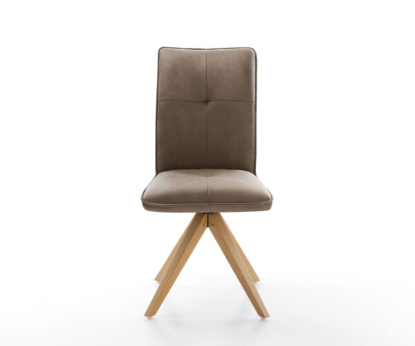Maddy-Flex otočná stolička taupe vintage z mikrovlákna s drevenou základňou - Image 2