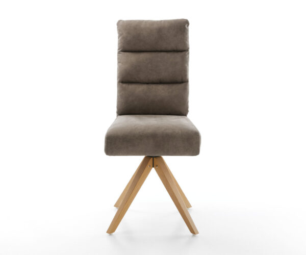 Otočná stolička Pela-Flex taupe vintage z mikrovlákna s drevenou základňou - Image 2
