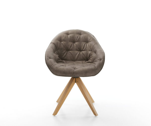 Jedálenská stolička Gaio-Flex mikrovlákno taupe vintage drevená podstava hranatá prírodná - Image 2