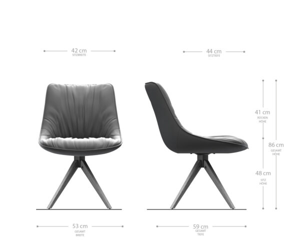Otočná stolička Elda-Flex Textúrovaná látka antracitová Drevený rám uhlovo otočný o 180° - Image 6