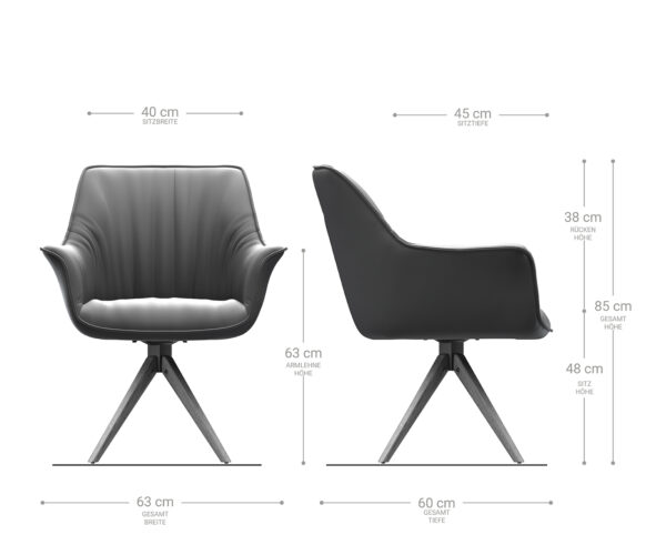 Jedálenská stolička Keila-Flex s opierkami mikrovlákno taupe vintage drevená podstava hranatá prírodná - Image 5