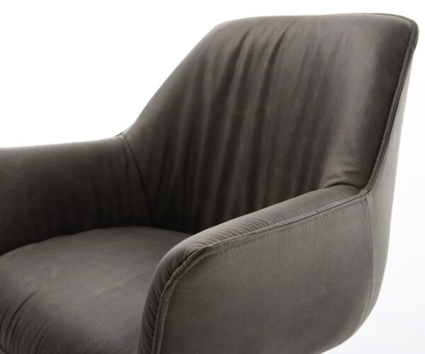 Otočná stolička Keila-Flex s podrúčkami antracitová vintage z mikrovlákna drevená základňa štvorcová - Image 4