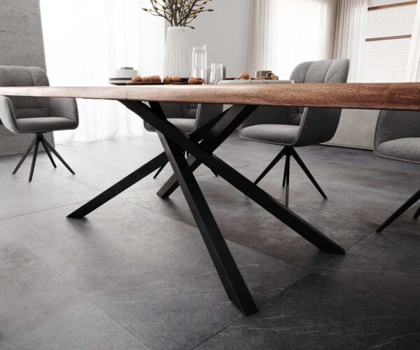 Jedálenský stôl Edge 300x100 XL akáciová hnedá krížová podnož čierna - Image 8