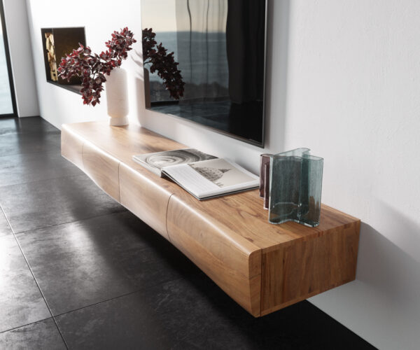 TV stolík Nový 200 cm prírodná akácia 4 dvere závesné - Image 2