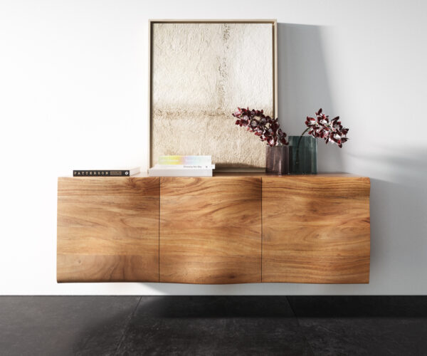 Komoda New Live-Edge 145 cm akácia prírodná závesné 3 dvierka - Image 4