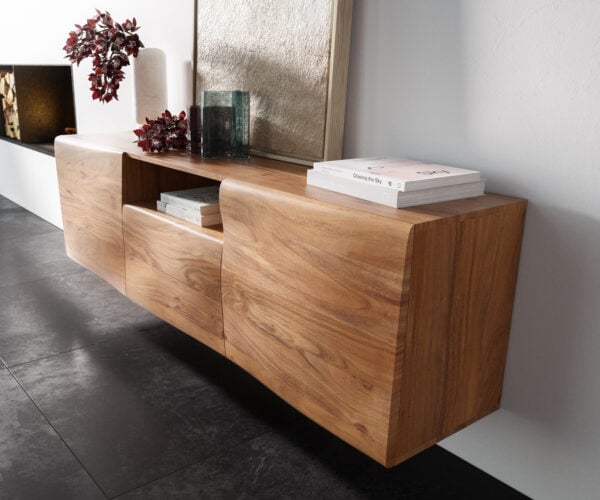 Komoda New Live-Edge 175 cm akácia prírodná 2 dvierka 2 zásuvky 1 priehradka závesná - Image 2