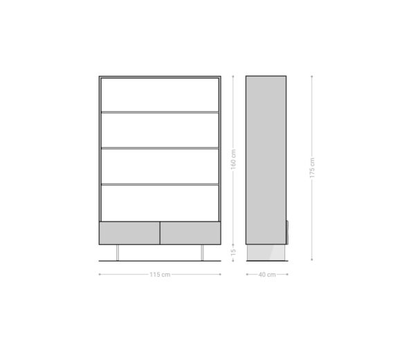 Policový systém New Live-Edge 115x150 cm akácia prírodná 2 zásuvky sklenená podstava závesný - Image 6