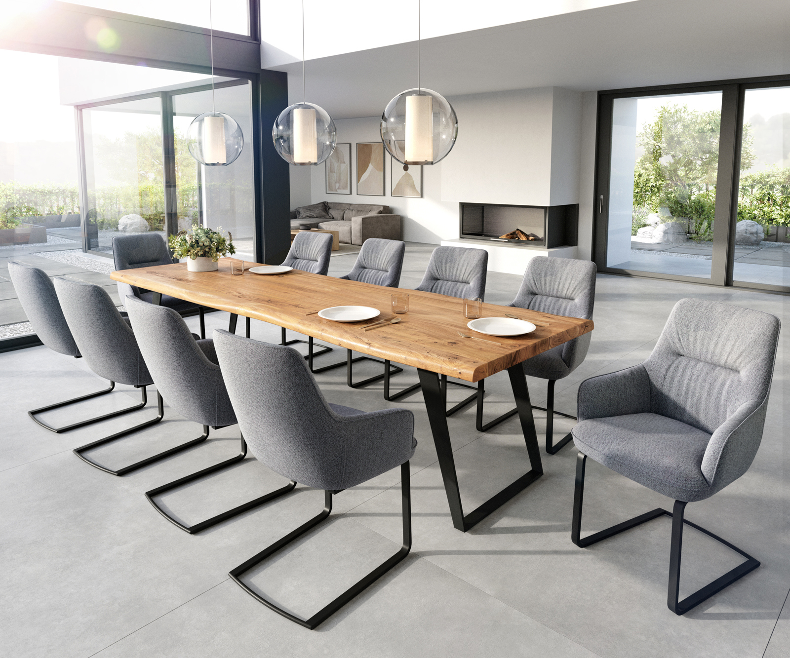 Jedálenská stolička Zelia-Flex s opierkami texturovaná látka svetlosivá jedálenská stolička plochá čierna vrecková pružina - Image 4