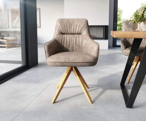 Jedálenská stolička Zelia-Flex drevená základňa štvorcová mikrovlákno taupe vintage - Image 2