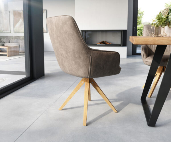 Jedálenská stolička Zelia-Flex drevená základňa štvorcová mikrovlákno taupe vintage - Image 5