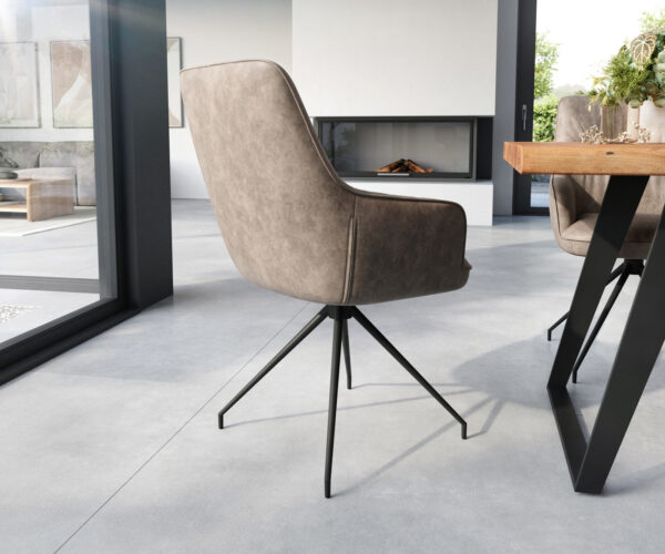Zelia-Flex jedálenská stolička s krížovou podnožou zúžená čierna mikrovlákno taupe vintage - Image 5