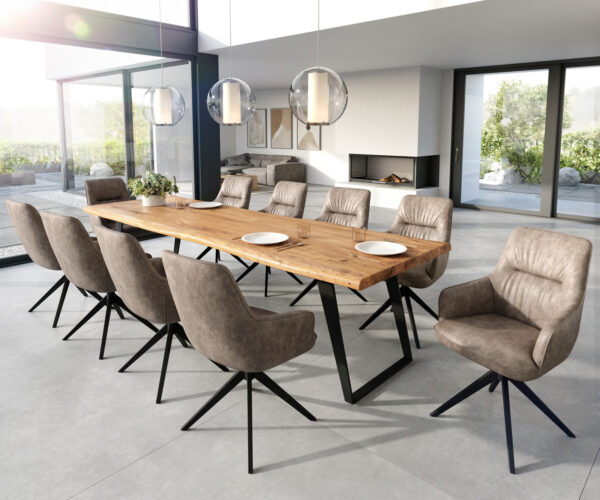 Otočná stolička Zelia-Flex s podrúčkami krížová základňa široká čierne mikrovlákno taupe 360° - Image 4