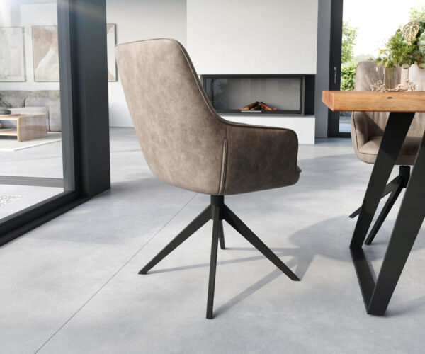 Otočná stolička Zelia-Flex s podrúčkami krížová základňa široká čierne mikrovlákno taupe 360° - Image 5