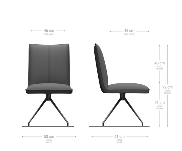 Jedálenská stolička Lelio-Flex s krížovou podnožou zúžená čierna pravá koža čierna otočná - Image 6