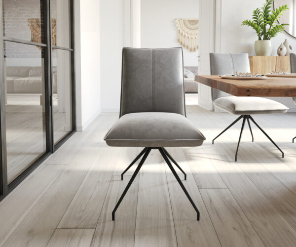 Jedálenská stolička Lelio-Flex krížová podnož zúžená čierna zamatová sivá 180° - Image 2