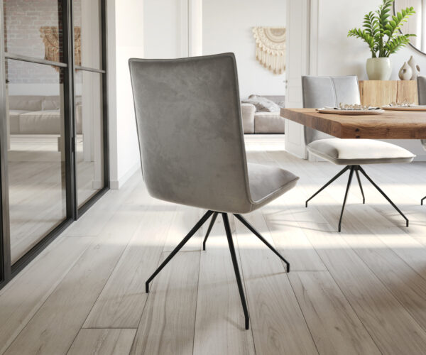 Jedálenská stolička Lelio-Flex krížová podnož zúžená čierna zamatová sivá 180° - Image 5