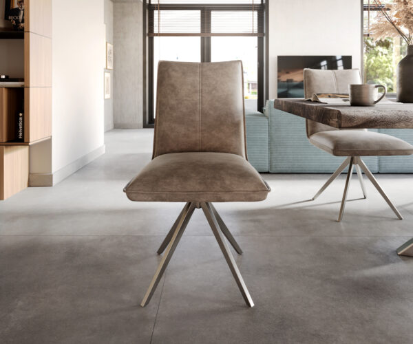 Otočná stolička Lelio-Flex krížová základňa široká z nehrdzavejúcej ocele mikrovlákno taupe 360° - Image 2