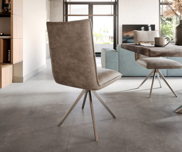 Otočná stolička Lelio-Flex krížová základňa široká z nehrdzavejúcej ocele mikrovlákno taupe 360° - Image 5