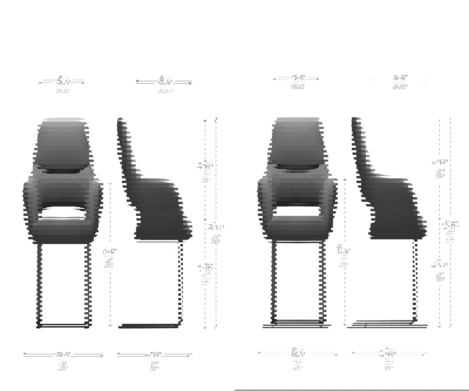 Jedálenská stolička Yago-Flex s opierkami pravá koža čierna jedálenská stolička plochá čierna vrecková pružina - Image 6