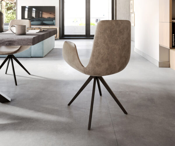 Ilia-Flex otočná stolička s podrúčkami s krížovou základňou zaoblená otočná stolička z mikrovlákna taupe 180° - Image 5