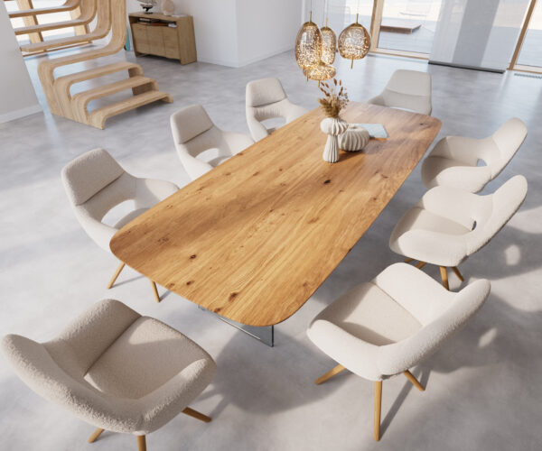 Jedálenský stôl Edge 300x100 cm zaoblený prírodný dub Swiss edge - Image 4