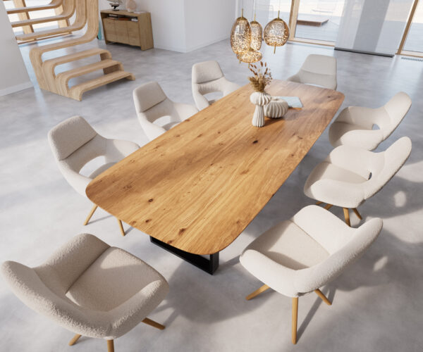 Jedálenský stôl Edge 300x100 cm zaoblený prírodný dub Swiss edge - Image 4