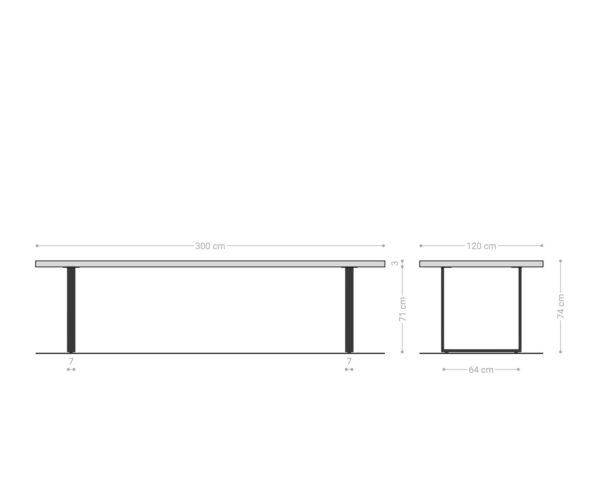 Jedálenský stôl Edge 300x100 cm zaoblený prírodný dub Swiss edge - Image 7