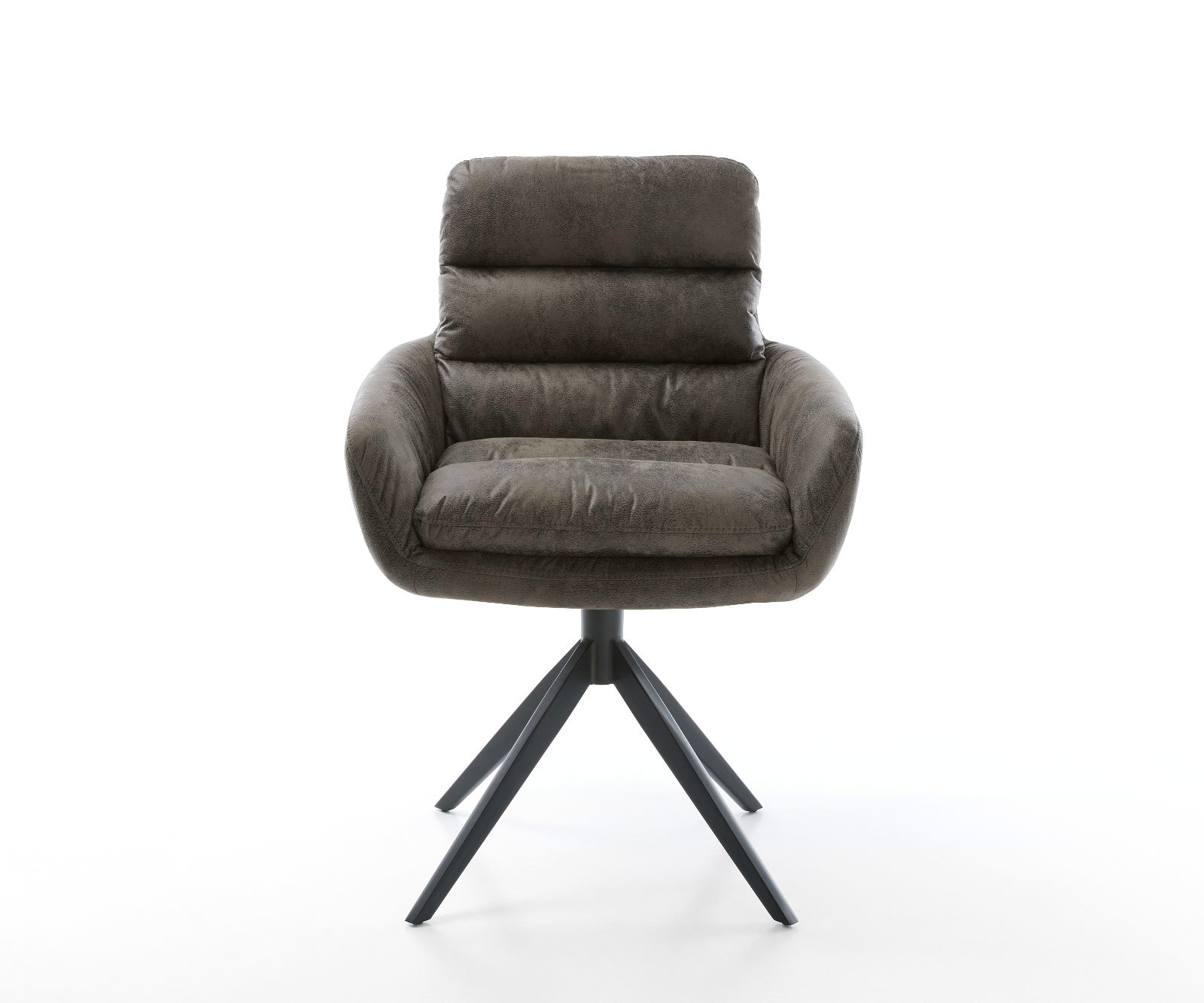 Jedálenská stolička Abelia-Flex s opierkami mikrovlákno sivá vintage krížová podstava široká čierna - Image 2