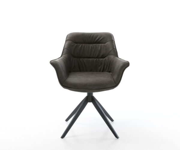Jedálenská stolička Kaira-Flex antracitová vintage krížová podnož široká čierna otočná o 360° - Image 2