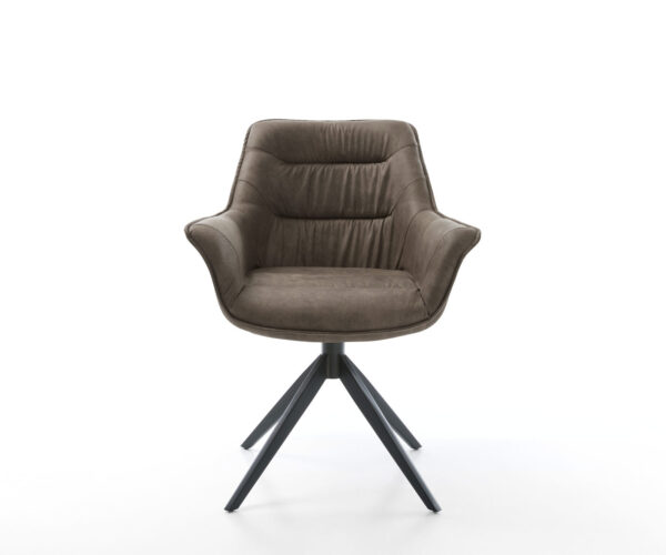 Jedálenská stolička Kaira-Flex mikrovlákno taupe vintage krížová podstava široká čierna - Image 2