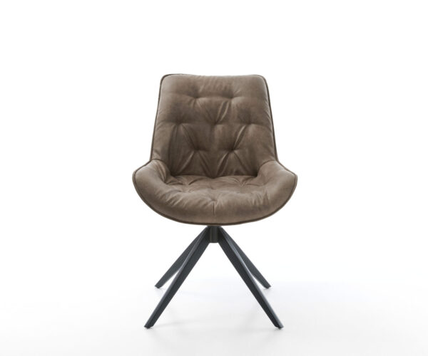 Jedálenská stolička Taimi-Flex mikrovlákno taupe vintage krížová podstava široká čierna - Image 2