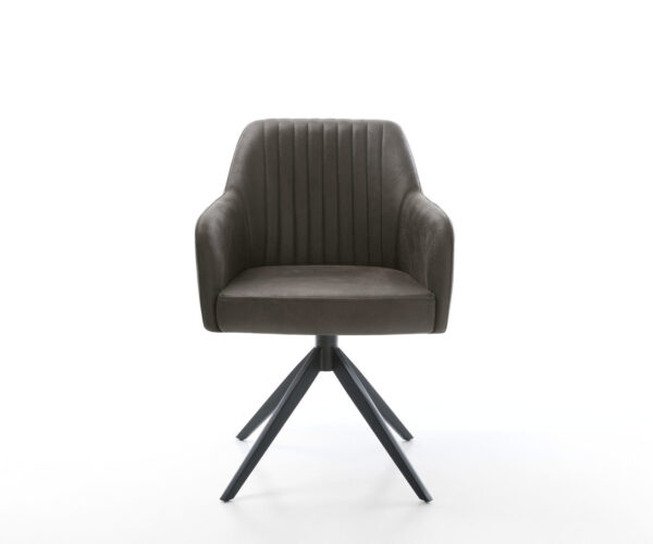 Jedálenská stolička Greg-Flex antracitová vintage krížová podnož široká čierna otočná o 360° - Image 2